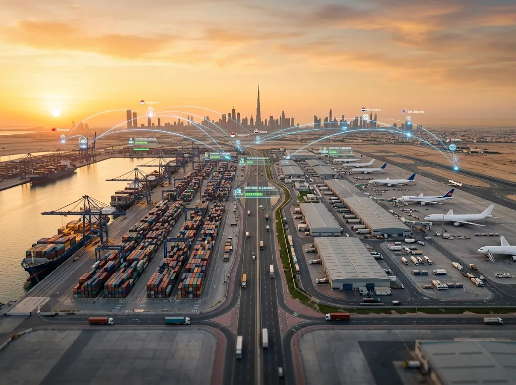 Global trade containers and cargo at an import export terminal